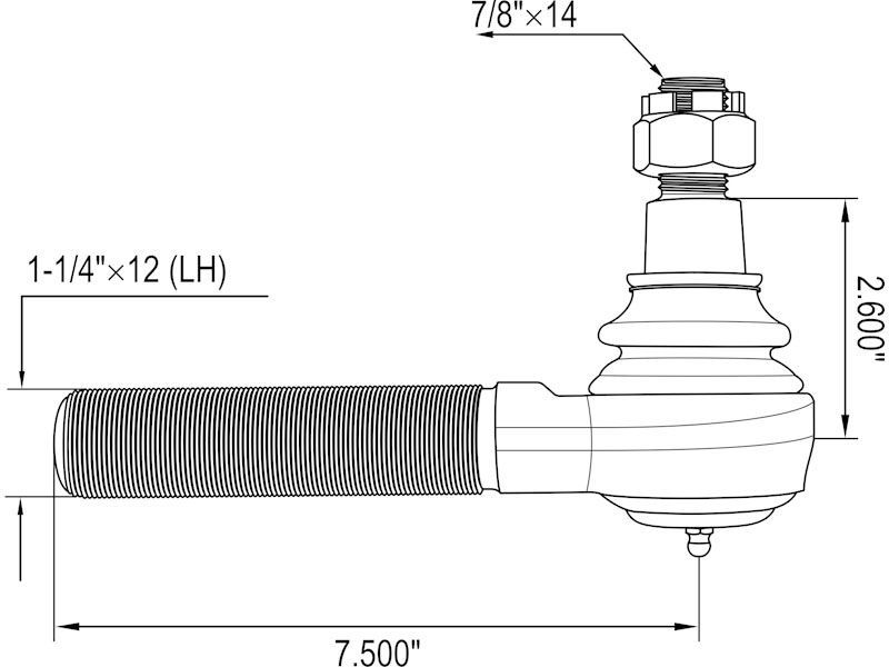 KAMP Left Hand Tie Rod – Multiple Freightliner, GMC, Kenworth, Mack, International, Volvo and Peterbilt Applications - image 2 of 3