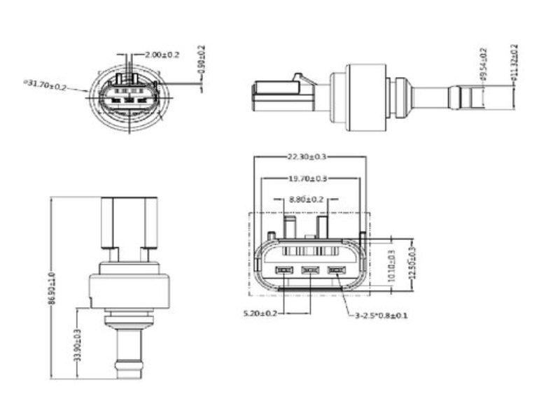 Dinex Pressure Sensor, Detroit Diesel - image 2 of 3