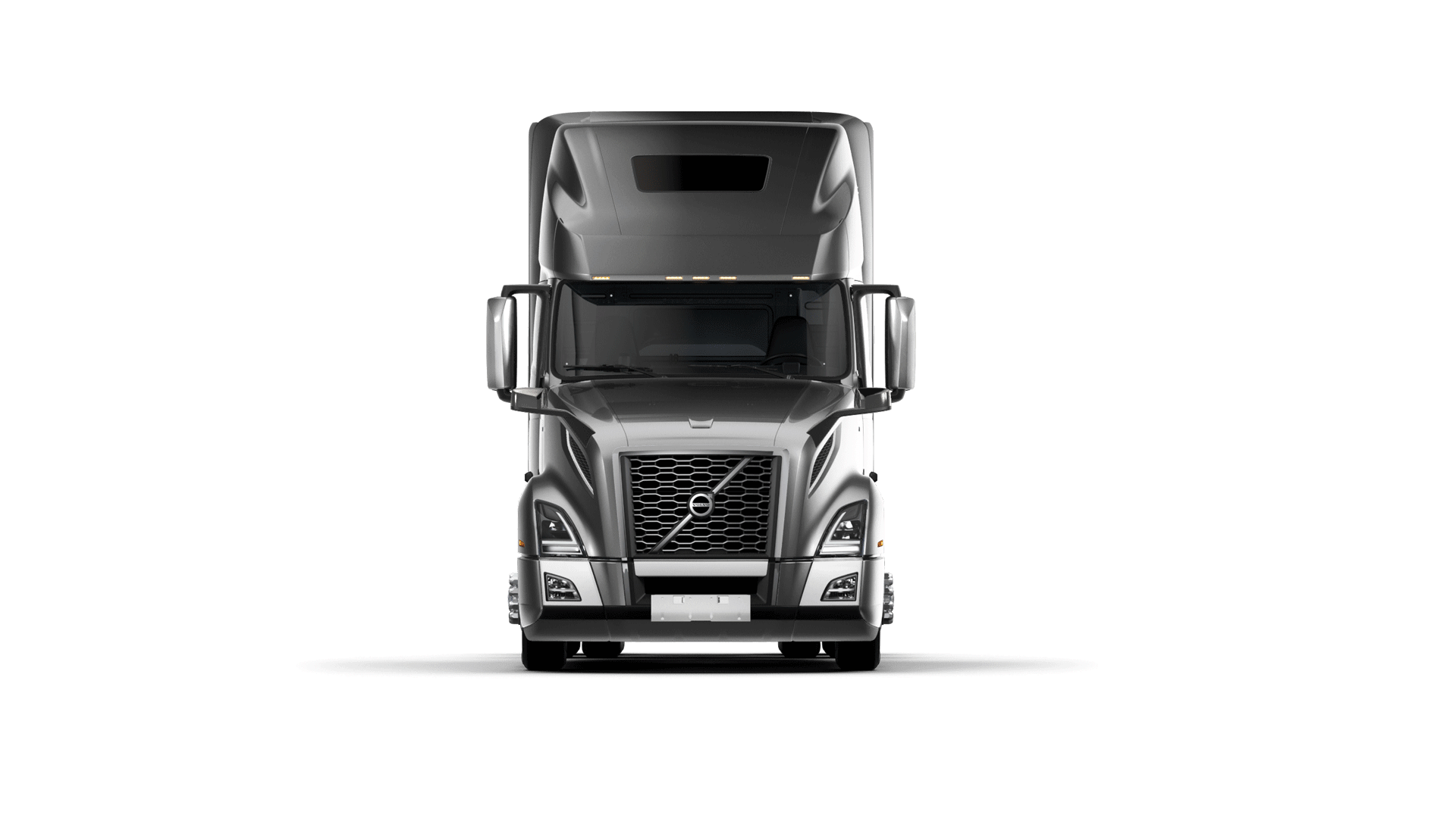 Slideshow of a dark gray Volvo VNL
