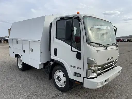 White Isuzu NPR HD Gas truck