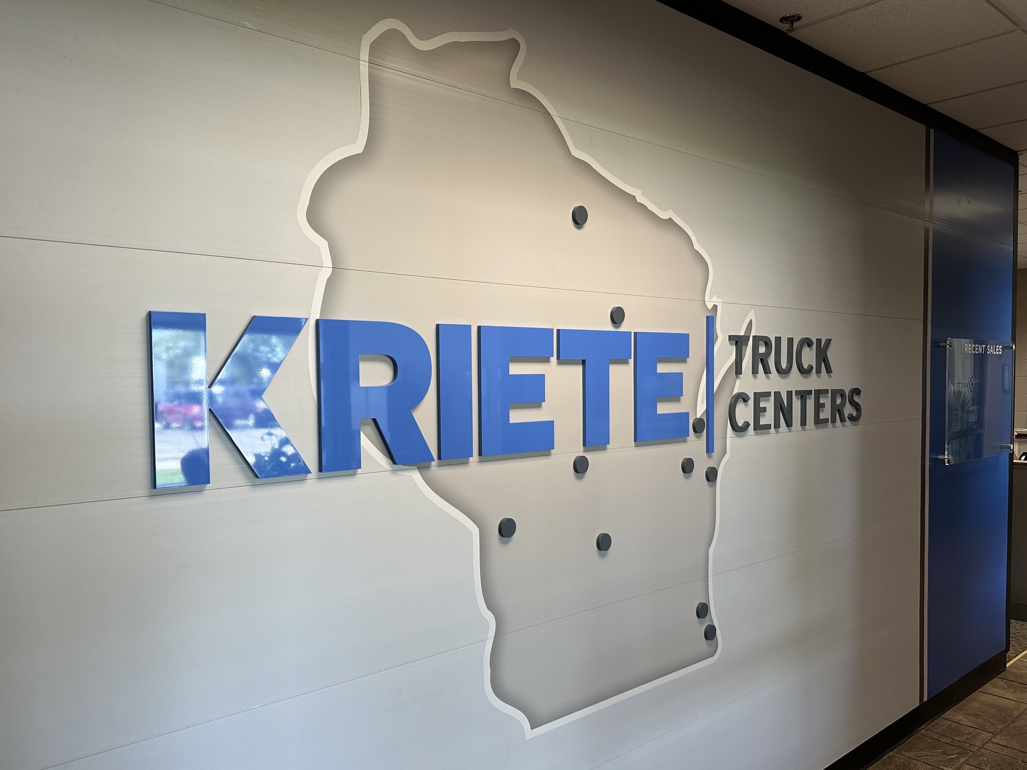 A map showing locations of Kriete facilities across Wisconsin