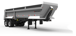 A dark gray Cross Country end dump trailer
