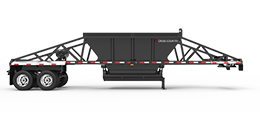 A black Cross Country belly dump trailer