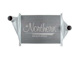 Slide images of Northern Radiator Charge Air Cooler for Freightliner and Sterling - 34 3/4 x 26 x 2 1/2