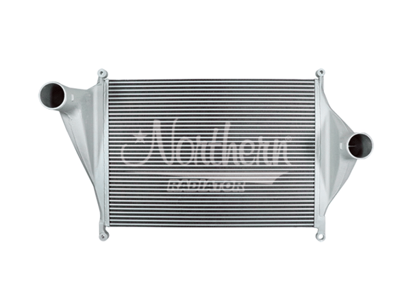 Slide images of Northern Radiator Charge Air Cooler for Freightliner and Sterling - 34 3/4 x 26 x 2 1/2
