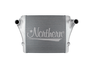 Slide images of Northern Radiator Charge Air Cooler for Volvo and Mack- 32 1/2 x 30 3/16 x 2 3/8