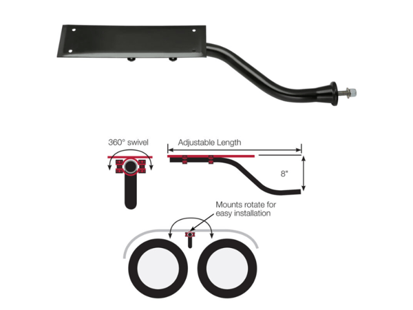 Slide images of Road Choice Adjustable 360 Degree Fender Swivel Mount