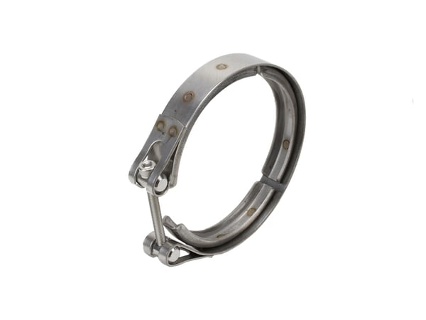 Slide images of KAMP V Band Clamp for Volvo D11, D13, Mack MP7, MP8, Renault DXI11, DXI13 Engines