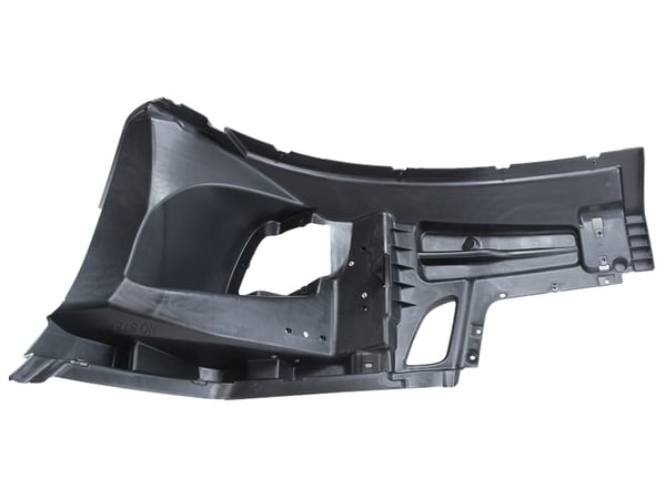 Slide images of KAMP Left Hand Bumper Reinforcement with Fog Lamp Holes for Freightliner Cascadia (2018 & Up)