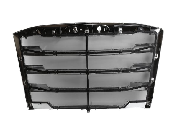 Slide images of KAMP Chrome Grille with Bug Screen for Freightliner Cascadia (2018 & Up)