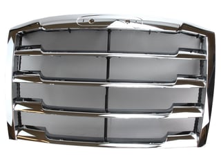 Slide images of KAMP Chrome Grille with Bug Screen for Freightliner Cascadia (2018 & Up)