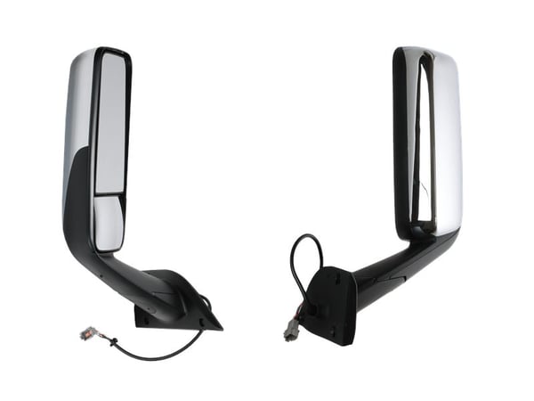 Slide images of KAMP Chrome Left Hand Door Mirror for Freightliner Cascadia P4 2018+
