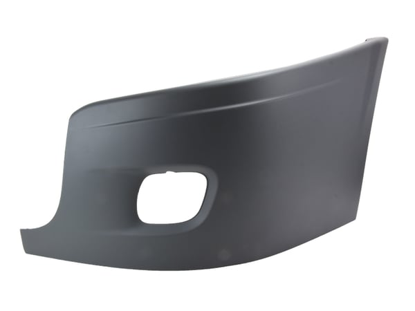 Slide images of KAMP Gray Left Hand Bumper End Cap with Fog Lamp Hole for Select Freightliner Models