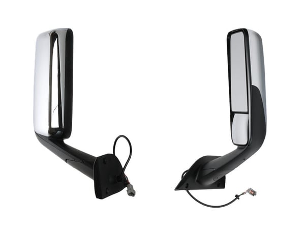Slide images of KAMP Chrome Right Hand Door Mirror for Freightliner Cascadia P4 2018+