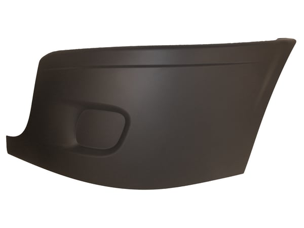 Slide images of KAMP Left Hand Grey Bumper End Cover without Fog Lamp Hole for Freightliner Cascadia (2008-2018)