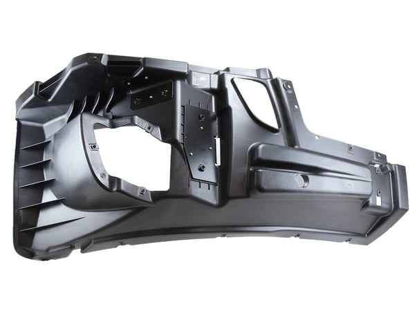 Slide images of KAMP Right Hand Bumper Reinforcement with Fog Lamp Holes for Freightliner Cascadia (2018 & Up)