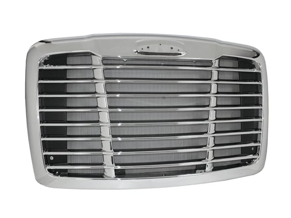 Slide images of KAMP Chrome Grille with Bug Screen for Select Freightliner Models