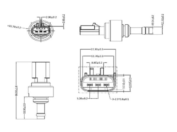 Slide images of Dinex Pressure Sensor, Detroit Diesel