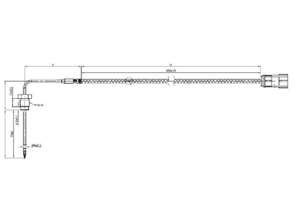 Slide images of Dinex Temperature Sensor, Freightliner / Detroit (DOC Inlet / SCR Inlet / Outlet)