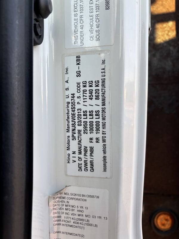 Slide images of 2014 HINO 268A