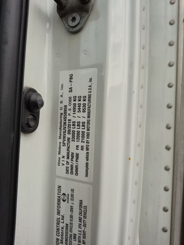Slide images of 2019 HINO 338