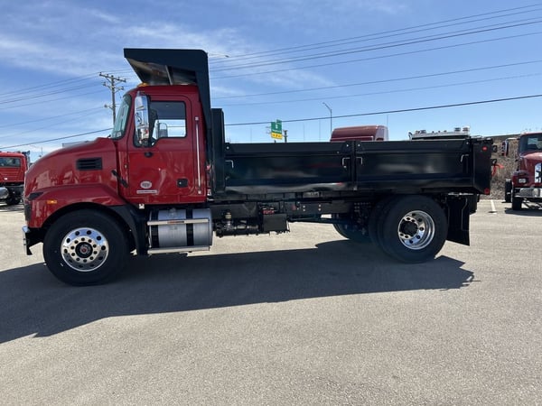 Slide images of 2025 MACK MD642 with 14' Galion Landscaping Body