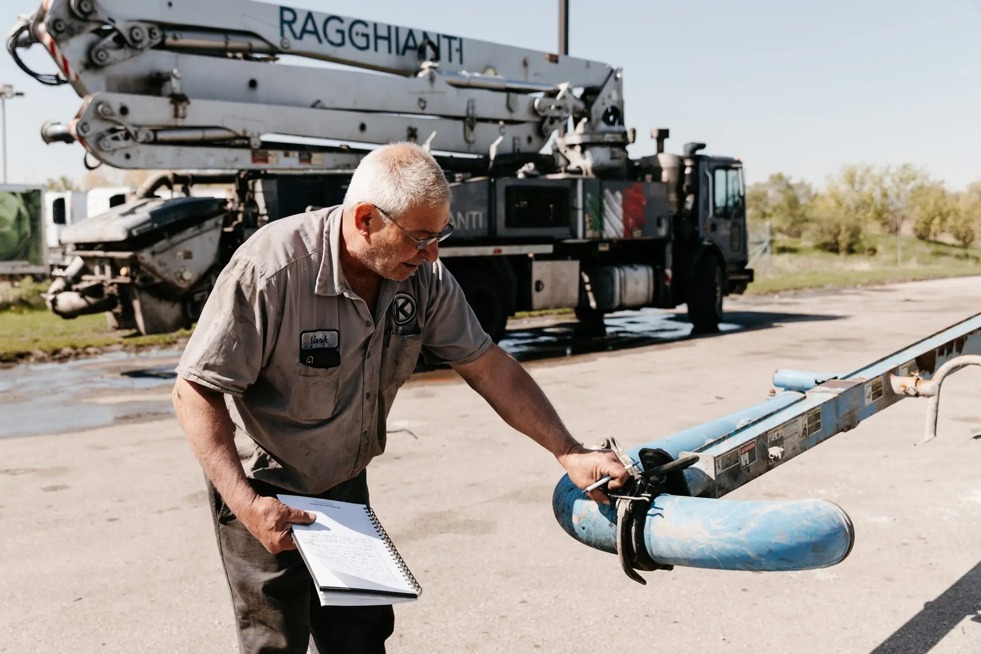 Mark Kelemen performing a boom inspection